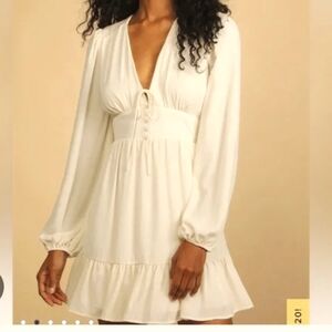 Lulu's Ivory Long Sleeve Dress
